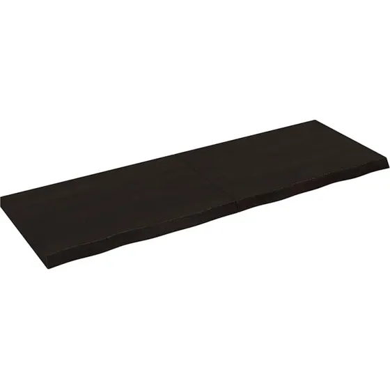 vidaXL væghylde i massivt egetræ 180x60x(2-6) cm, mørkebrun