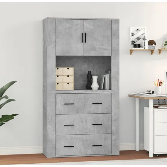 vidaXL højskab i konstrueret træ, betongrå