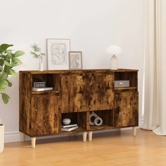 vidaXL Skænke 2 stk 60x35x70 cm konstrueret træ, røget eg