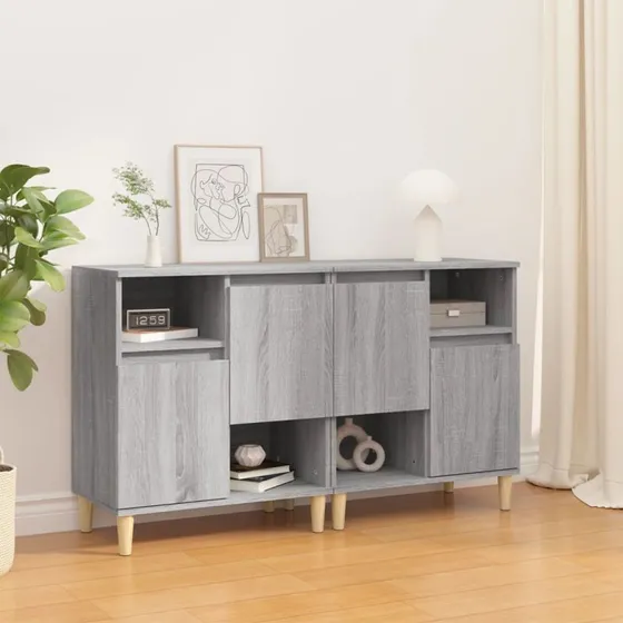 vidaXL skænke 2 stk. 60x35x70 cm, grå Sonoma-eg