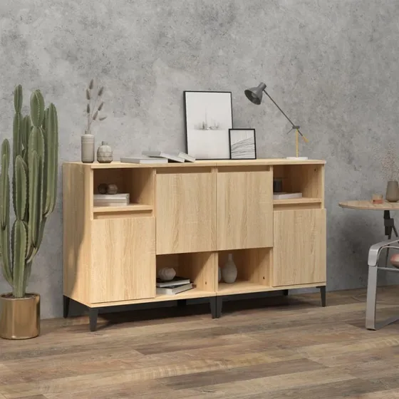 vidaXL Skænke 2 stk. 60x35x70 cm konstrueret træ Sonoma-eg