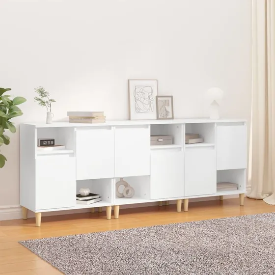 vidaXL Skænk 3 stk. 60x35x70 cm hvid i konstrueret træ