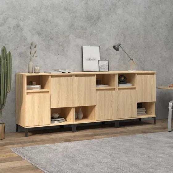 vidaXL Skænke 3 stk. 60x35x70 cm Sonoma-eg