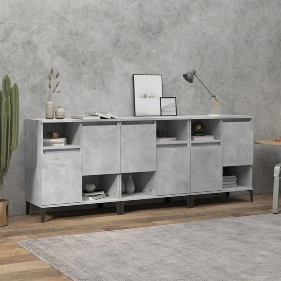vidaXL Skænke 3 stk. 60x35x70 cm konstrueret træ betongrå