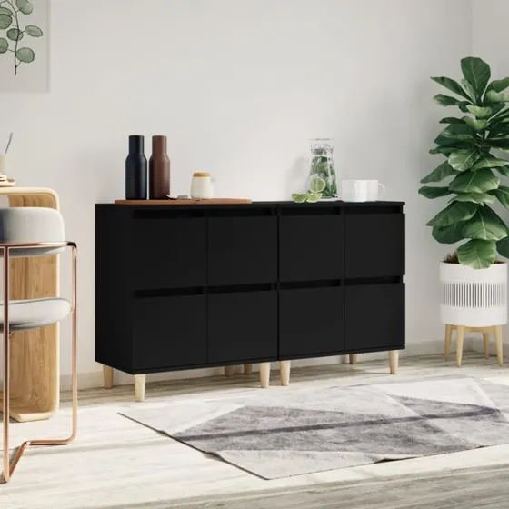 vidaXL Skænk 2 stk. 60x35x70 cm konstrueret træ, sort