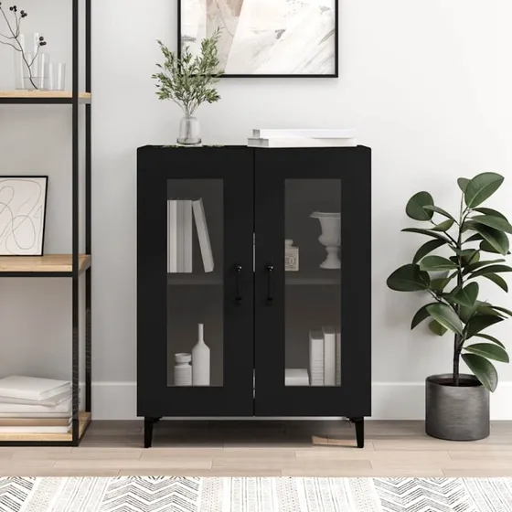 vidaXL skænk 69,5x34x90 cm i sort (konstrueret træ)