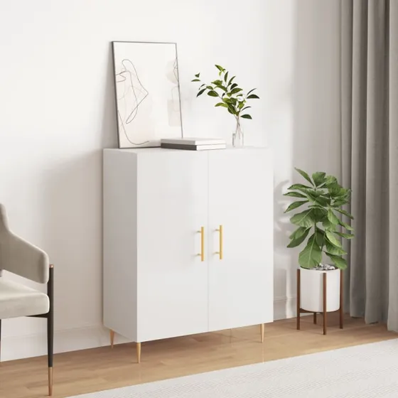 vidaXL skænk 69,5x34x90 cm konstrueret træ, hvid højglans