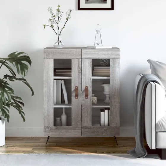 vidaXL skænk 69,5x34x90 cm grå Sonoma-eg