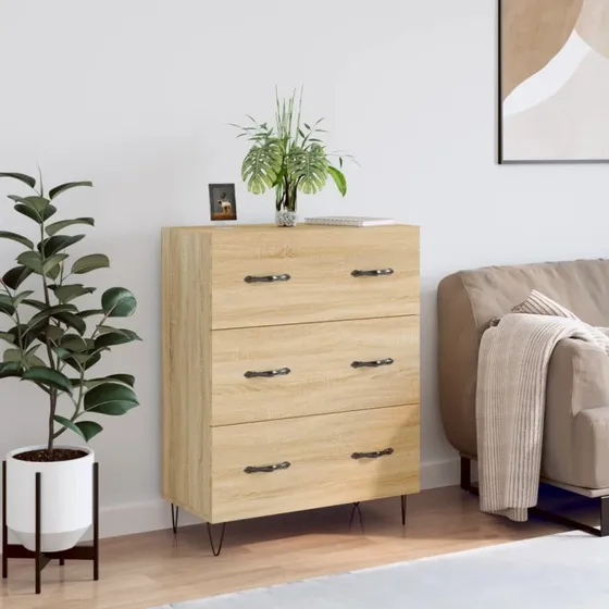 vidaXL skænk 69,5x34x90 cm konstrueret træ sonoma-eg