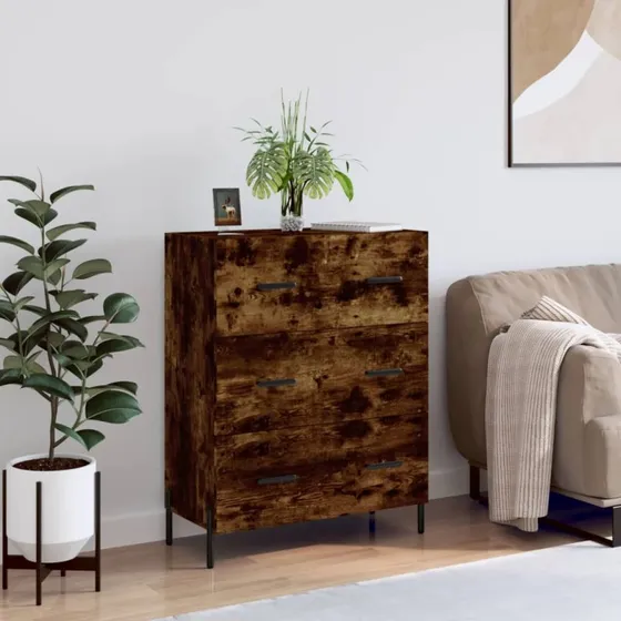 vidaXL skænk 69,5x34x90 cm konstrueret træ, røget egetræ