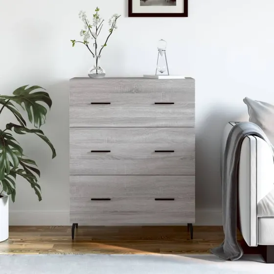 vidaXL skænk 69,5x34x90 cm grå Sonoma-eg