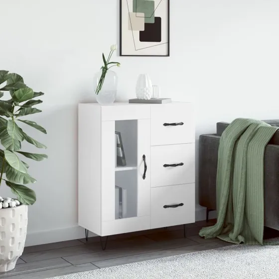vidaXL skænk 69,5x34x90 cm konstrueret træ hvid