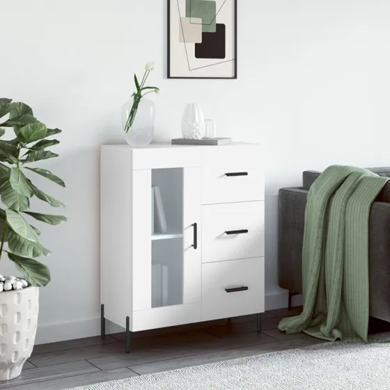 vidaXL skænk 69,5x34x90 cm konstrueret træ - hvid