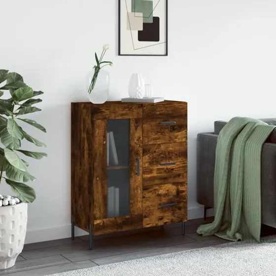 vidaXL skænk 69,5x34x90 cm konstrueret træ, røget eg