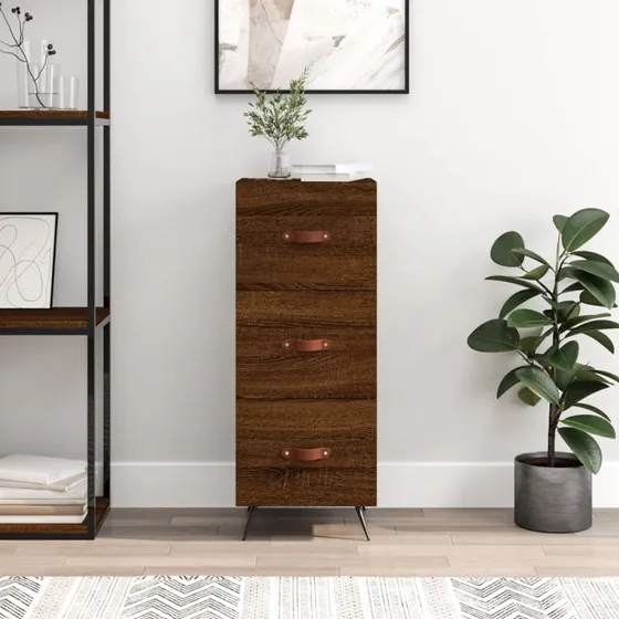 vidaXL skænk 34,5x34x90 cm konstrueret træ brun eg