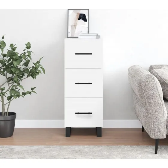 vidaXL sknk 34,5x34x90 cm hvid  3 skuffer, metalben