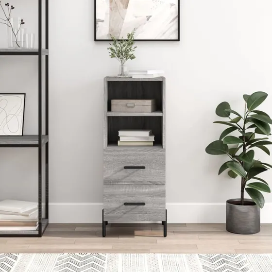 vidaXL skænk 34,5x34x90 cm konstrueret træ grå Sonoma-eg