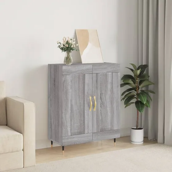 vidaXL skænk 69,5x34x90 cm konstrueret træ grå Sonoma-eg