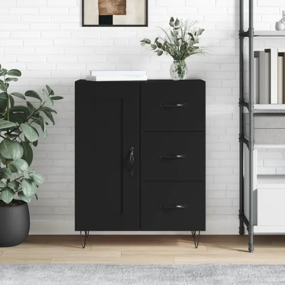 vidaXL skænk 69,5x34x90 cm sort konstrueret træ