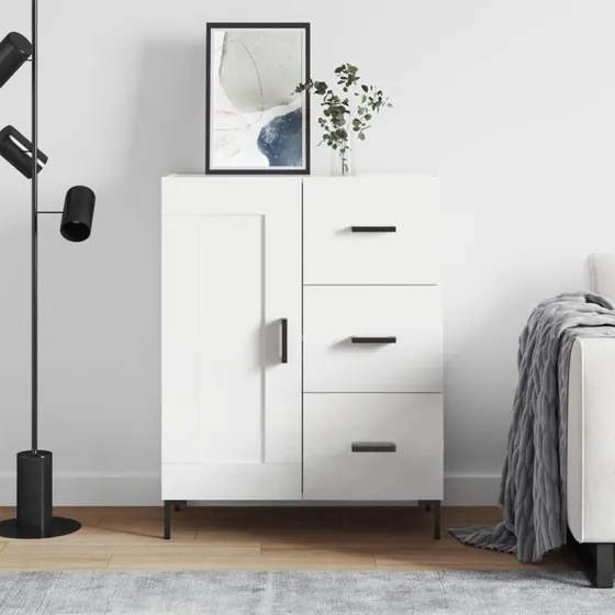 vidaXL skænk 69,5x34x90 cm konstrueret træ, hvid