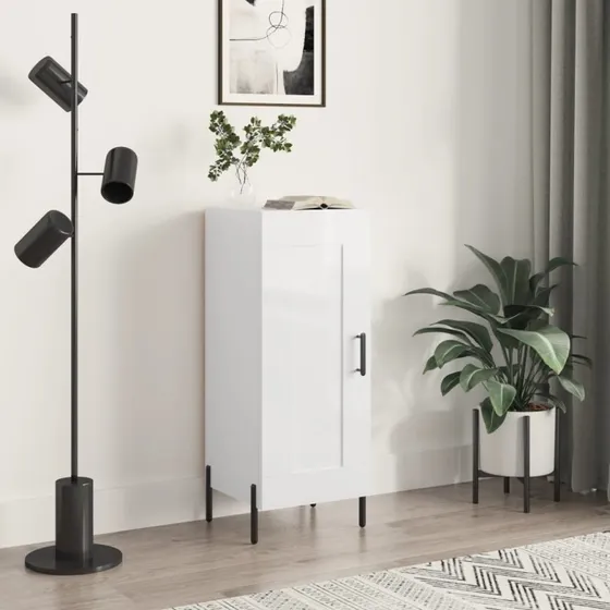 vidaXL skænk 34,5x34x90 cm hvid højglans
