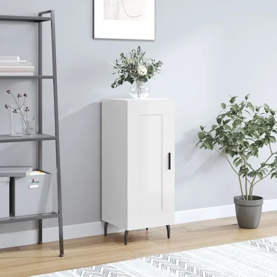 vidaXL skænk 34,5x34x90 cm hvid højglans