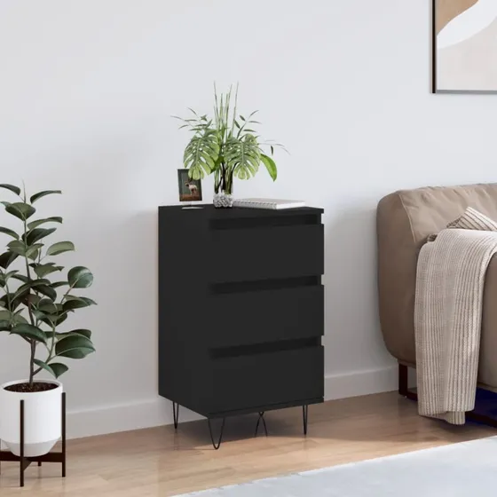 vidaXL skænk 40x35x70 cm konstrueret træ, sort
