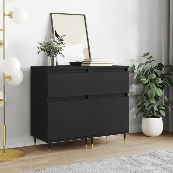 vidaXL Skænke 2 stk. 40x35x70 cm konstrueret træ, sort