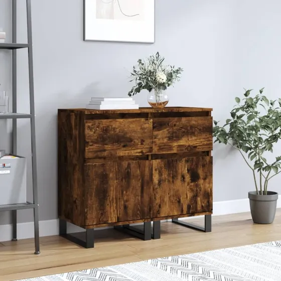 vidaXL Skænke 2 stk. 40x35x70 cm – Røget eg