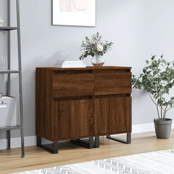vidaXL Skænke 2 stk. 40x35x70 cm konstrueret træ, brun egetræsfarve