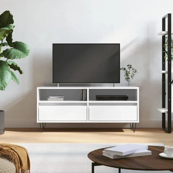 vidaXL TV-bord 100x34,5x44,5 cm hvid højglans