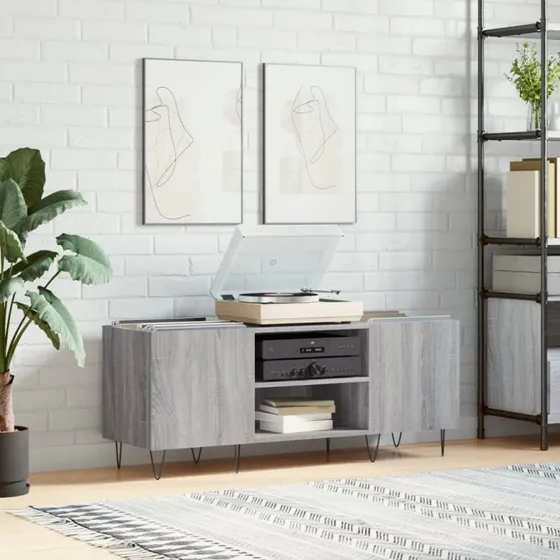 vidaXL vinylskab 121x38x48 cm konstrueret træ - grå Sonoma-eg
