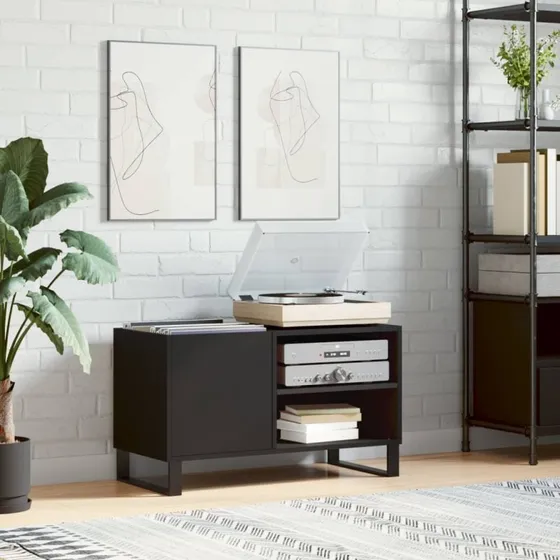 vidaXL vinylskab 85x38x48 cm konstrueret tr, sort