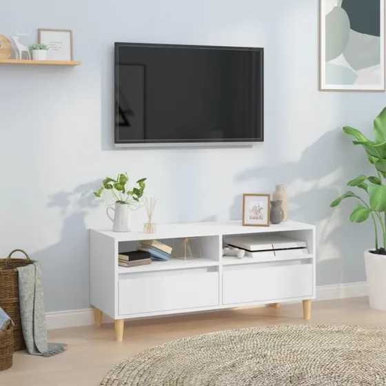 vidaXL TV-bord 100x34,5x44,5 cm, hvid konstrueret træ