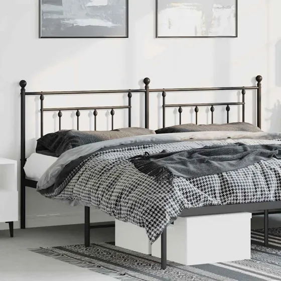vidaXL sengegavl 180 cm metal sort