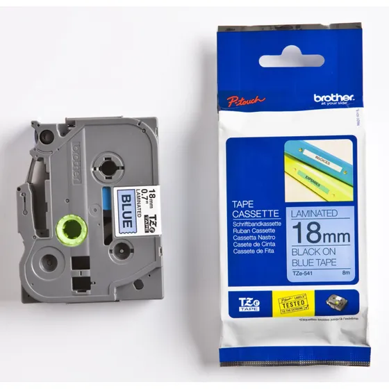 Brother TZe-541 18mm x 8m - sort tekst på blå tape