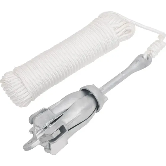 vidaXL foldbart anker 6 kg med reb, varmgalvaniseret slv