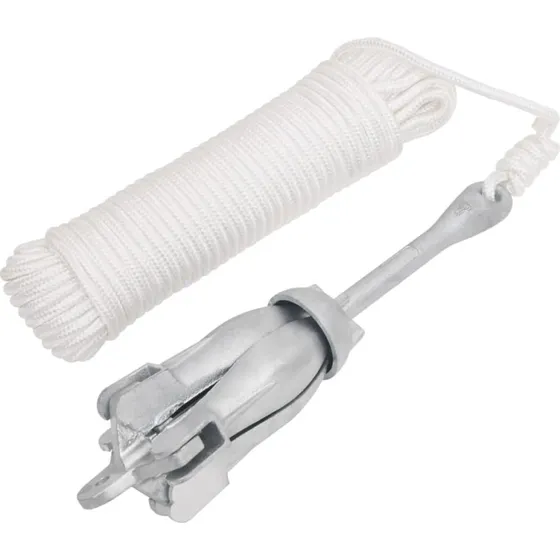 vidaXL foldbart anker 8 kg varmgalvaniseret stbejern slv med reb