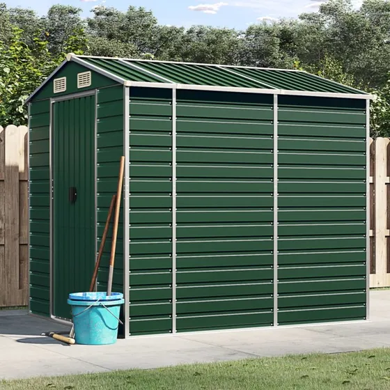 vidaXL haveskur grøn 191x215x198 cm galvaniseret stål