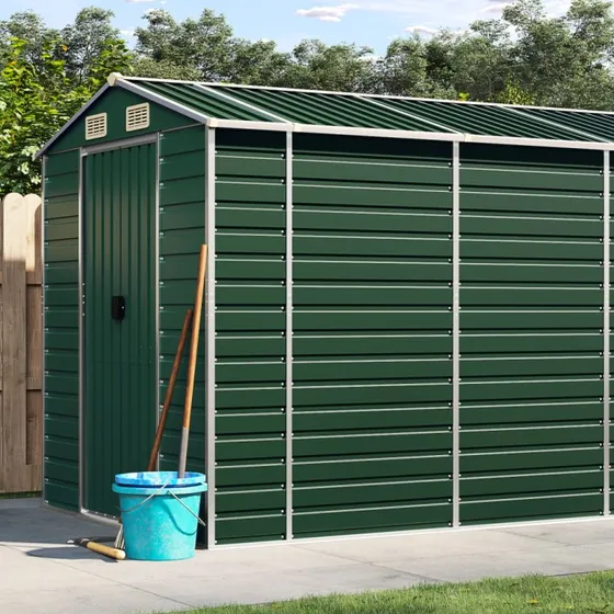 vidaXL haveskur 191x810x198 cm galvaniseret stål grøn