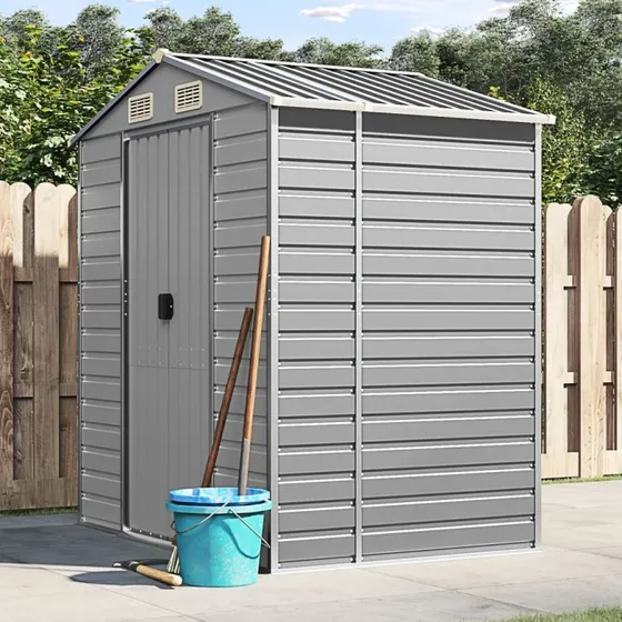 vidaXL haveskur 191x130x198 cm galvaniseret stål lysegrå