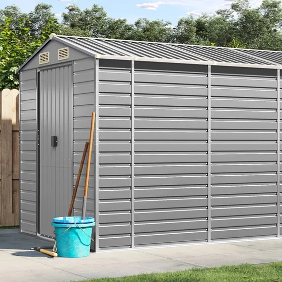 vidaXL haveskur lysegrå 191x555x198 cm galvaniseret stål