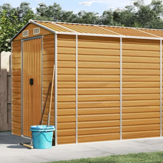 vidaXL haveskur 191x640x198 cm galvaniseret stål lysebrun
