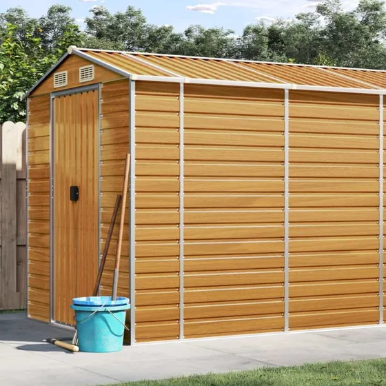 vidaXL haveskur 191x895x198 cm galvaniseret stål lysebrun