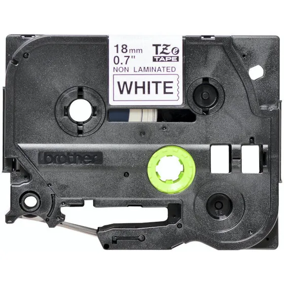 Brother TZe-N241 18mm x 8m – sort tekst på hvid (ulamineret)