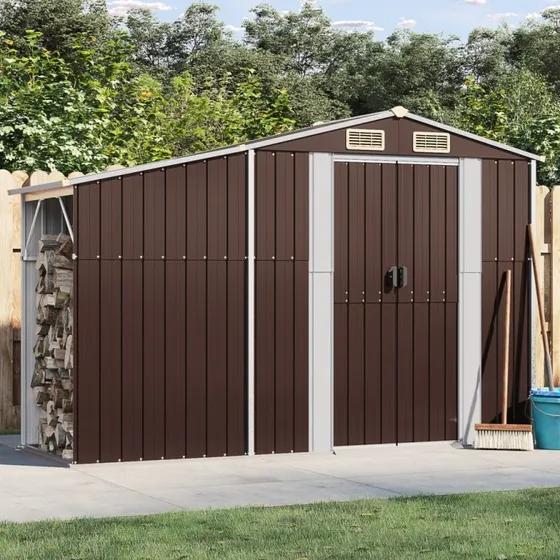vidaXL haveskur galvaniseret stål brun 277x93x179 cm