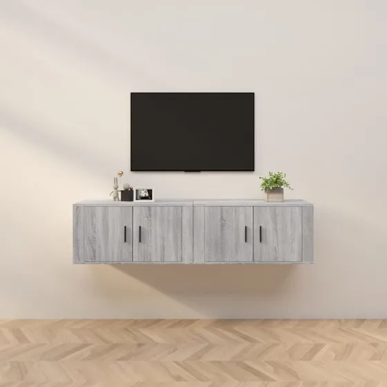vidaXL væghængte TV-skabe 2 stk. 80x34,5x40 cm grå sonoma-eg