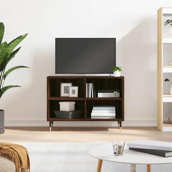 vidaXL TV-bord 69,5x30x50 cm konstrueret træ, brun egetræsfarve