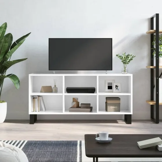 vidaXL TV-bord 103,5x30x50 cm konstrueret træ hvid højglans