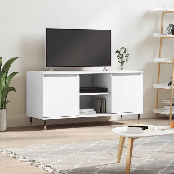 vidaXL TV-bord 104x35x50 cm i konstrueret træ, hvid